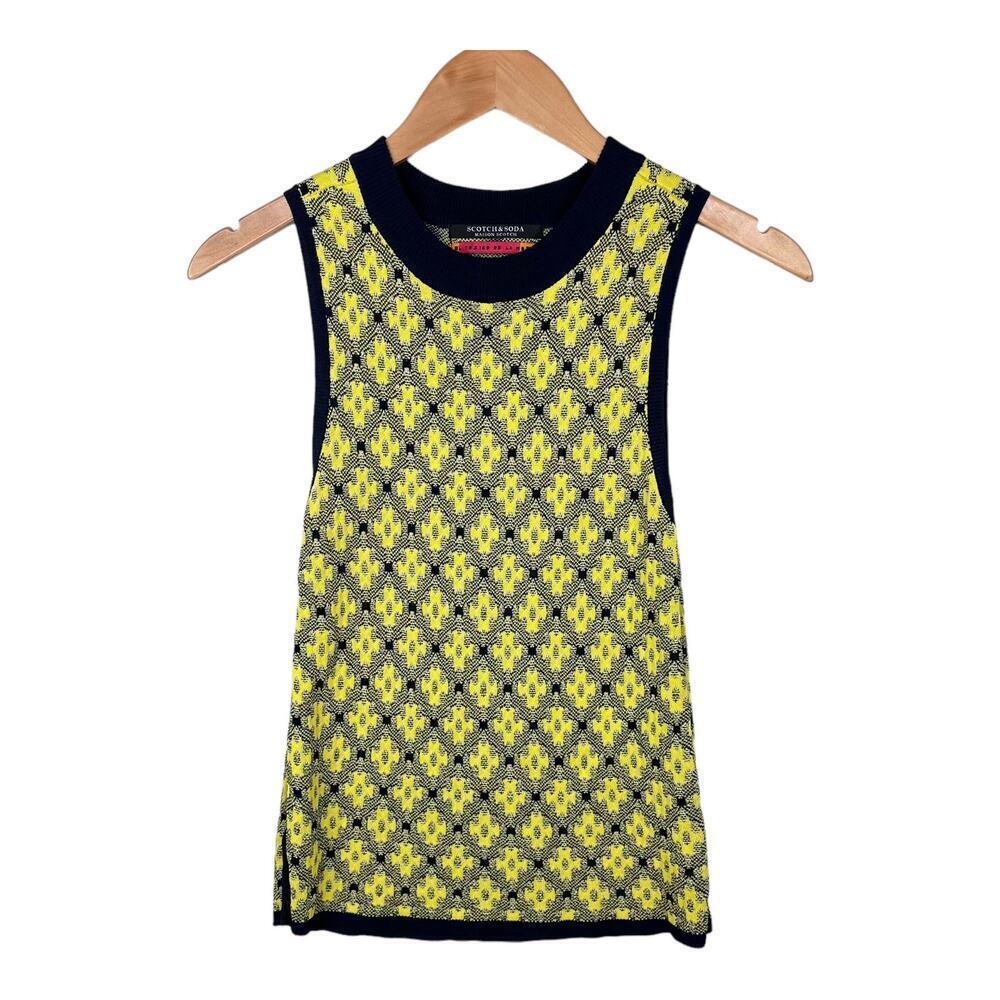 Scotch & Soda Maison Scotch Yellow &Blue Geometric Print Wide Sleeve Tank Top XS